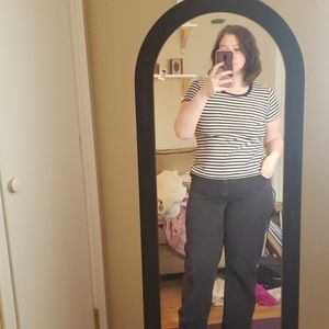 Black and white striped T